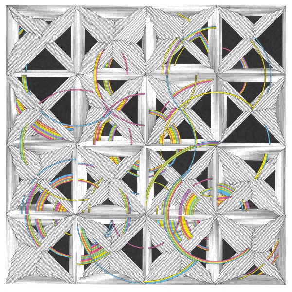 Kirk N. Finkel, In Transition. Doppelganger of the Grid, 34x34cm, ink on paper, mixed media, 2012